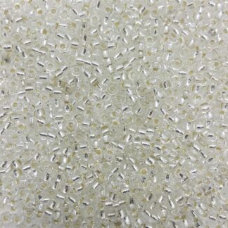 Χάντρες rocailles seed beads 8/0  διάφανες - ασημί.