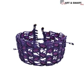 Βραχιόλι Μακραμέ Με Φυλλαράκια Λιλά