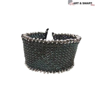 Βραχιόλι Μακραμέ Φαρδύ Με Μεταλλικά Στοιχεία