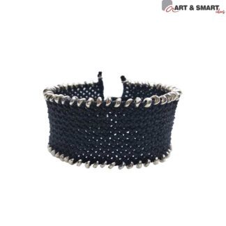 Βραχιόλι Μακραμέ Φαρδύ Με Μεταλλικά Στοιχεία
