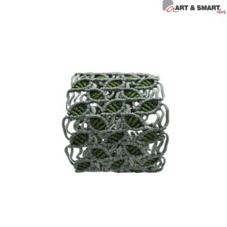 Βραχιόλι Μακραμέ Με Φυλλαράκια Λαδί