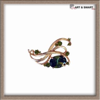 Καρφίτσα λουλούδι χρυσό με πέτρες πράσινες