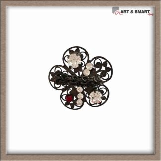 Καρφίτσα χειροποίητη λουλούδι με στρας λευκά και κόκκινο