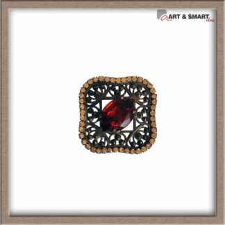 Καρφίτσα χειροποίητη με στρας μελί και μεγάλο στρας καφέ