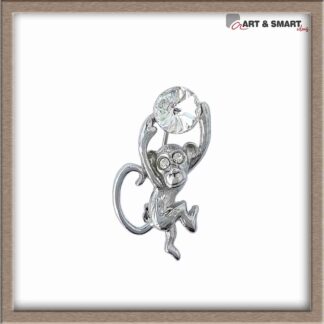 Καρφίτσα πίθηκος με στρας λευκό