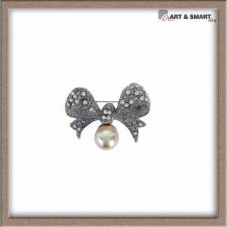 Καρφίτσα φιόγκος με στρας και πέρλα